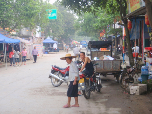A look up a village road.